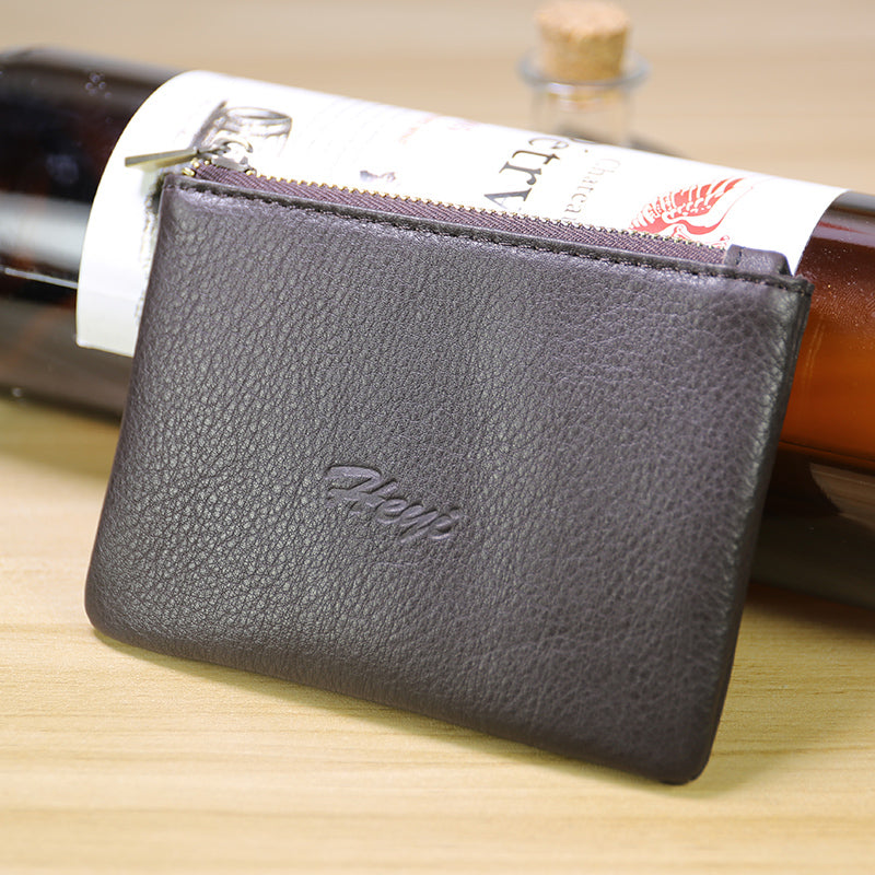 Cute Women Black Leather Mini Zip Coin Wallet Change Wallet Zipper Change Wallet For Women