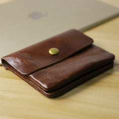 Cute Women Dark Brown Leather Mini Zip Coin Wallets Change Wallets Slim Billfold Wallet For Women