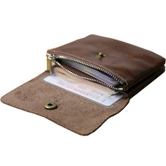 Cute Women Brown Leather Mini Zip Coin Wallets Change Wallets Slim Billfold Wallet For Women