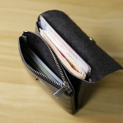 Cute Women Dark Brown Leather Mini Zip Coin Wallets Change Wallets Slim Billfold Wallet For Women
