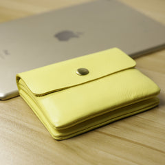 Cute Women Yellow Leather Mini Zip Coin Wallets Change Wallets Slim Billfold Wallet For Women