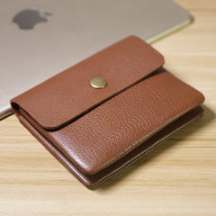 Cute Women Dark Brown Leather Mini Zip Coin Wallets Change Wallets Slim Billfold Wallet For Women