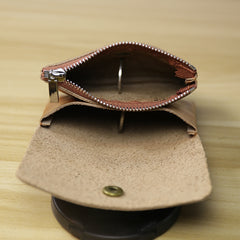 Cute Women Dark Brown Leather Mini Zip Coin Wallets Change Wallets Slim Billfold Wallet For Women