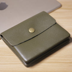 Cute Women Green Leather Mini Zip Coin Wallets Change Wallets Slim Billfold Wallet For Women