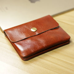 Cute Women Brown Leather Mini Zip Coin Wallets Change Wallets Slim Billfold Wallet For Women