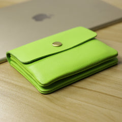 Cute Women Green Leather Mini Zip Coin Wallets Change Wallets Slim Billfold Wallet For Women