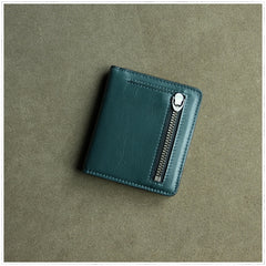 Cute Women Black Blue Leather Small Bifold Wallet Billfold Wallet with Coin Pocket For Women