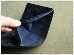 Cute Women Black Blue Leather Small Bifold Wallet Billfold Wallet with Coin Pocket For Women