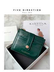 Cute Women Orange Vegan Leather Small Card Holder Crocodile Pattern Card Wallets Slim Card Holders Credit Card Holder For Women