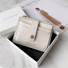 Cute Women Orange Vegan Leather Small Card Holder Crocodile Pattern Card Wallets Slim Card Holders Credit Card Holder For Women