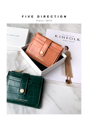 Cute Women Orange Vegan Leather Small Card Holder Crocodile Pattern Card Wallets Slim Card Holders Credit Card Holder For Women