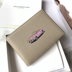 Cute Women Black SheepSkin Slim Card Holders Small Card Wallet Card Holder License Holder For Women