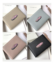 Cute Women Black SheepSkin Slim Card Holders Small Card Wallet Card Holder License Holder For Women
