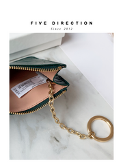 Cute Women Black Vegan Leather Card Holder Wallet with KeyChain Crocodile Pattern Card Wallet Zip Coin Change Wallet For Women