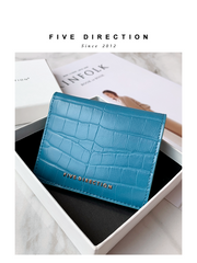 Cute Women Black Vegan Leather Small Billfold Wallet Card Holder Crocodile Pattern Slim Card Wallets For Women