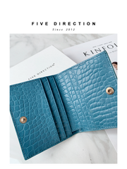 Cute Women Black Vegan Leather Small Billfold Wallet Card Holder Crocodile Pattern Slim Card Wallets For Women
