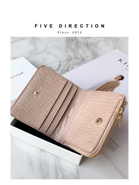 Cute Women Blue Vegan Leather Small Wallet Crocodile Pattern Billfold with Coin CH01182073