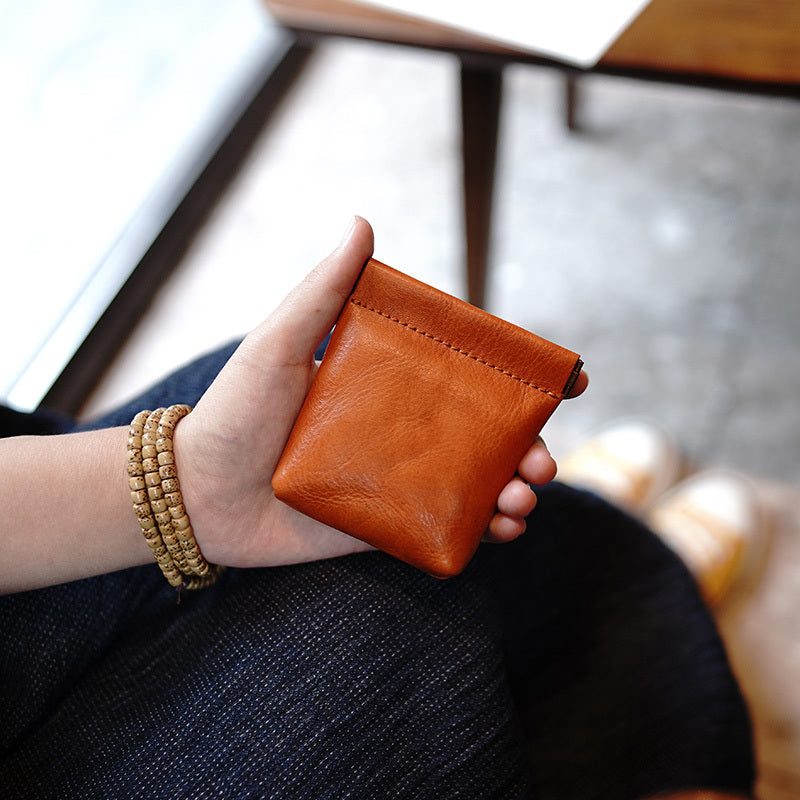 Cute Women Green Leather Change Wallet Slim Coin Wallets Headphone Case Cord Organizer For Women