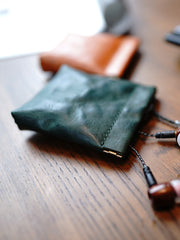 Cute Women Black Leather Change Wallet Slim Coin Wallets Headphone Case Cord Organizer For Women