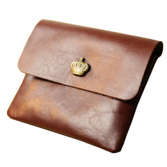 Cute Women Brown Leather Mini Coin Wallet Love Rose Change Wallet For Women