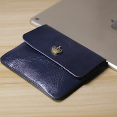 Cute Women Blue Navy Leather Mini Coin Wallet Small Crown Change Wallet For Women