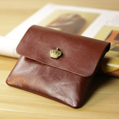 Cute Women Brown Leather Mini Coin Wallet Love Heart Change Wallet For Women