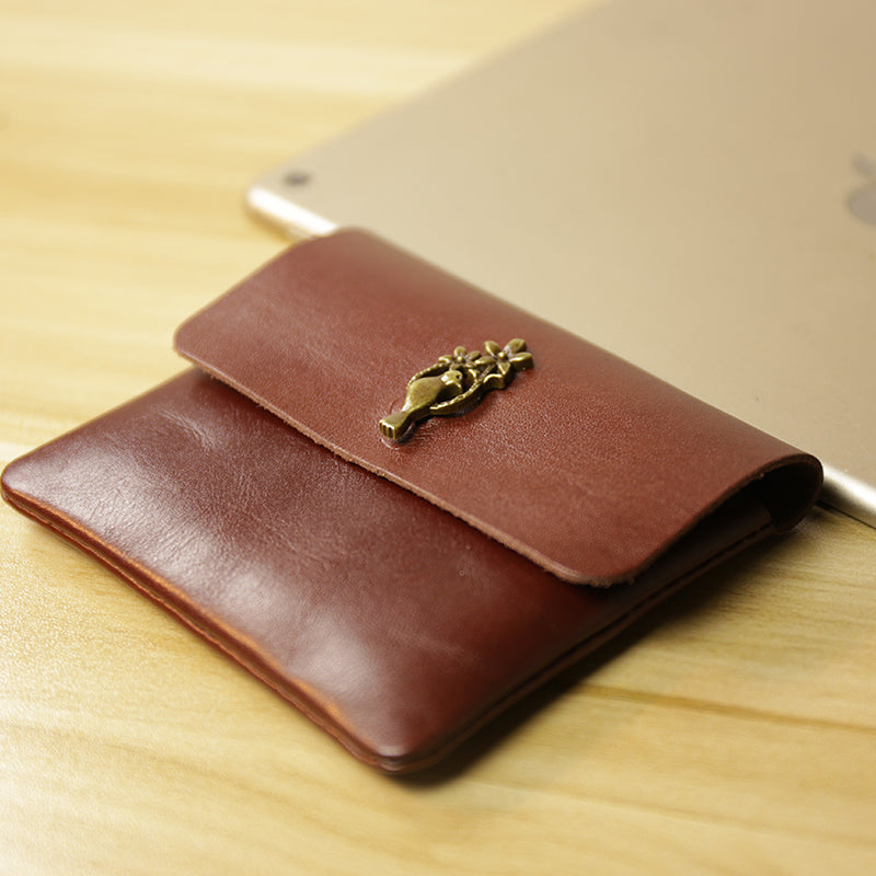 Cute Women Brown Leather Mini Coin Wallet Love Rose Change Wallet For Women