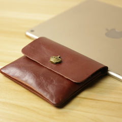 Cute Women Brown Leather Mini Coin Wallet Love Rose Change Wallet For Women