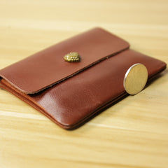 Cute Women Brown Leather Mini Coin Wallet Love Heart Change Wallet For Women