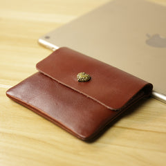 Cute Women Brown Leather Mini Coin Wallet Love Rose Change Wallet For Women