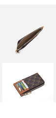 Cute Women Coffee Vegan Leather Slim Zipper Wallet Small Card Holder Change Wallet For Women
