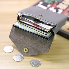 Cute Women Crown Black Leather Mini Billfold Wallet Coin Wallets Slim Change Wallets For Women