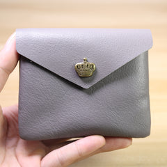 Cute Women Crown Dark Pink Leather Mini Billfold Wallet Coin Wallets Slim Change Wallets For Women