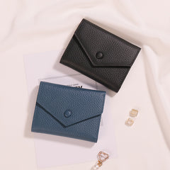 Cute Women Envelope Yellow Leather Small Wallet Billfold Envelope Small Wallet For Ladies