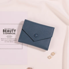 Cute Women Envelope Dark Blue Leather Small Wallet Billfold Envelope Small Wallet For Ladies