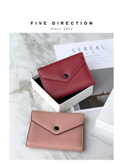 Cute Women Envelope Red Leather Small Wallet Billfold Envelope Small Wallet For Ladies