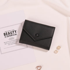 Cute Women Envelope Dark Blue Leather Small Wallet Billfold Envelope Small Wallet For Ladies