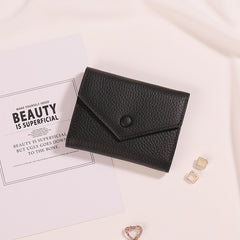 Cute Women Envelope Khaki Leather Small Wallet Billfold Envelope Small Wallet For Ladies