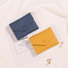 Cute Women Envelope Dark Blue Leather Small Wallet Billfold Envelope Small Wallet For Ladies