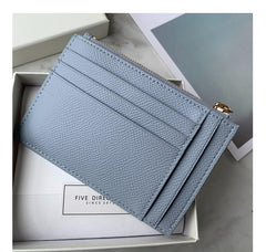 Cute Women Gray Blue Vegan Leather Slim Card Wallet Card Holder Wallet Change Wallet For Women