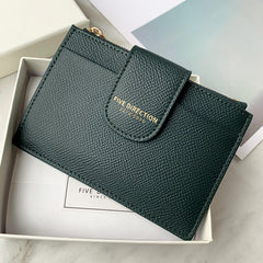 Cute Women Gray Blue Vegan Leather Slim Card Wallet Card Holder Wallet Change Wallet For Women