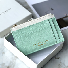 Cute Women Green Vegan Leather Slim Card Holders Small Card Wallet Card Holder Credit Card Holder For Women