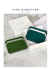 Cute Women Green Vegan Leather Card Holders Slim Card Wallet Minimalist Credit Card Holder For Women