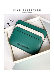 Cute Women Green Vegan Leather Card Holders Slim Card Wallet Minimalist Credit Card Holder For Women