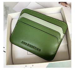 Cute Women Green Vegan Leather Card Holders Slim Card Wallet Minimalist Credit Card Holder For Women