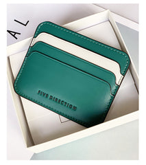 Cute Women Green Vegan Leather Card Holders Slim Card Wallet Minimalist Credit Card Holder For Women
