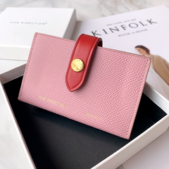 Cute Women Pink Small Leather Card Holders Slim Card Wallet Green Credit Card Holder For Women