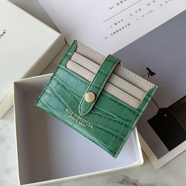 Cute Women Green Vegan Leather Card Holder - Back View