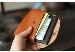 Cute Women Black Leather Card Holder Coin Purse Minimalist Coin Wallet For Women