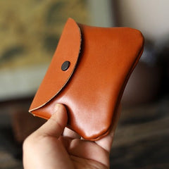 Cute Women Coffee Leather Card Holder Coin Purse Minimalist Coin Wallet For Women